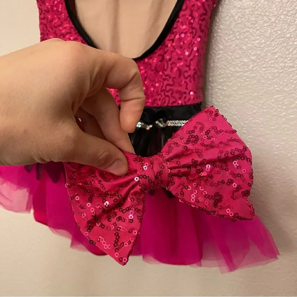 WEISSMAN Dance Costume hot pink sassy sequin tutu Glamorous 7955 Child LC